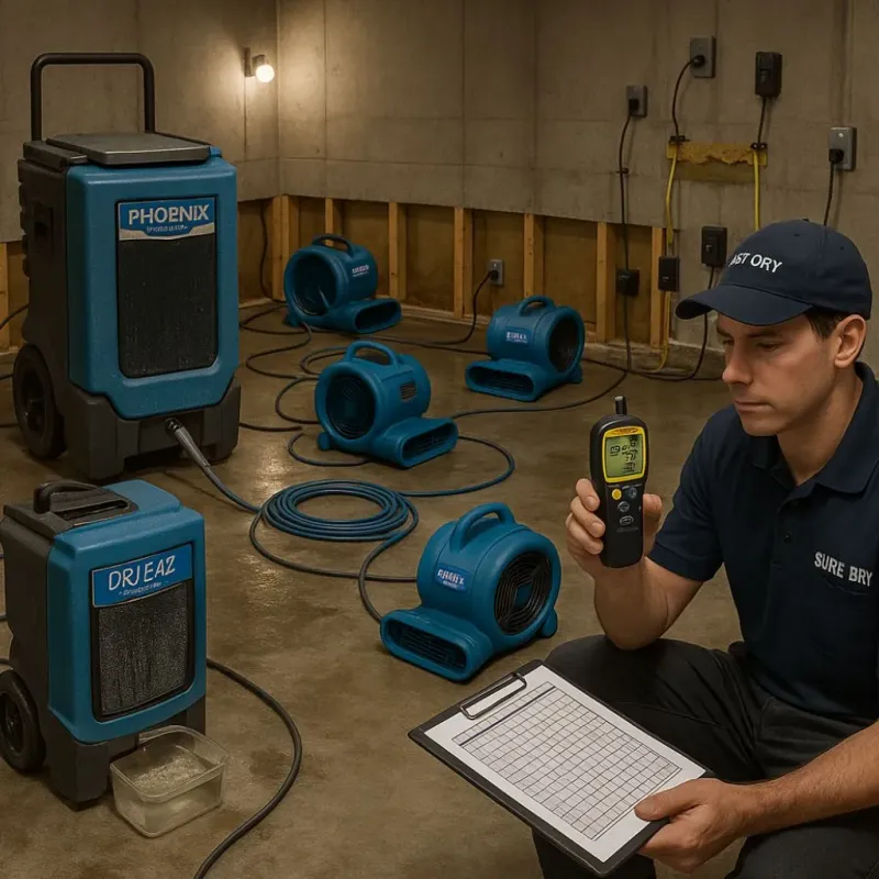 Structural Drying and Dehumidification process in West Rancho Dominguez, CA